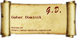 Geher Dominik névjegykártya